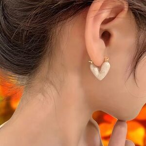 🤍 Gold Plated Heart Earrings Women Fashion Jewelry New